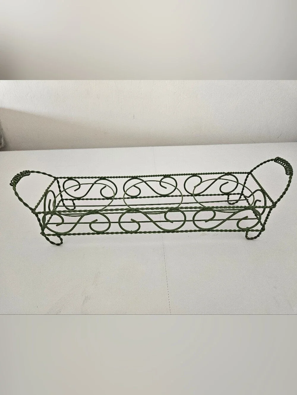 VTG Green Coated French Wire 3-Pot / Jar Plant Holder | SZ 19